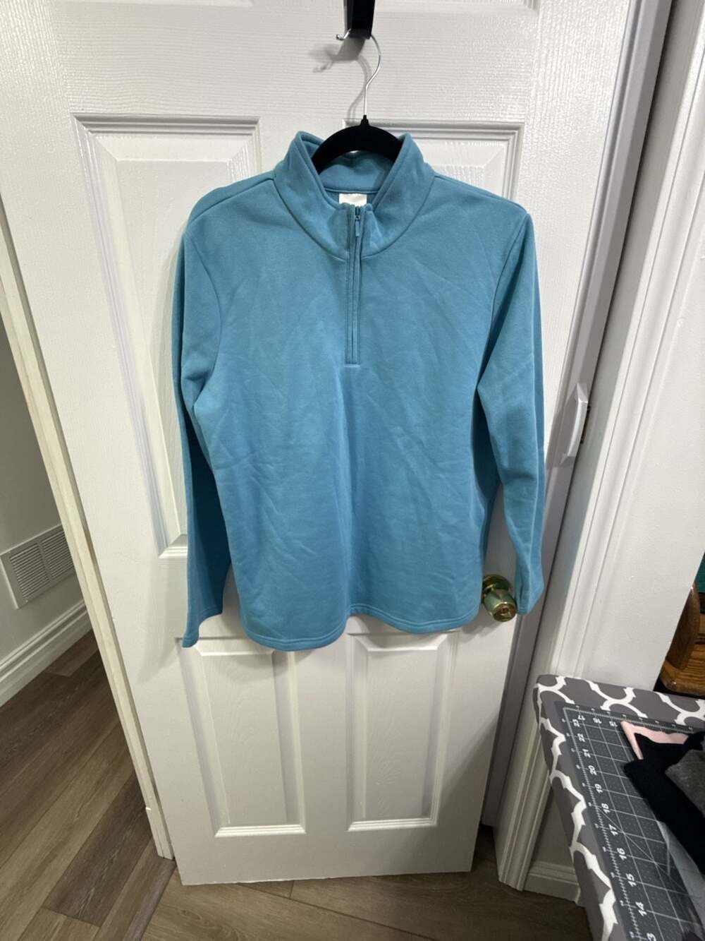 Blair Women's Medium Blue Quarter Zip Pullover Sweatshirt